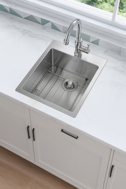 Glacier Bay Professional Zero Radius 17 in Drop In Single Bowl 16 Gauge Stainless Steel Kitchen Sink with Accessories