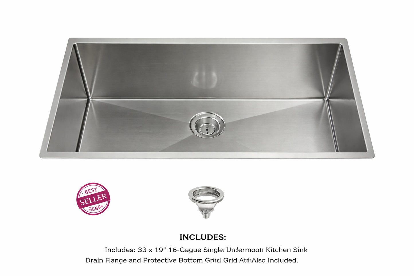 SINK DEPOT 37 5 in Stainless Steel 16 Gauge Single Bowl Undermount Kitchen Sink