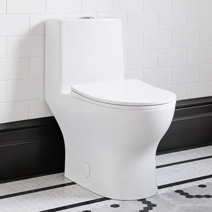 Swiss Madison 1 piece 1 1 GPF Ivy 10 in Rough In Dual Flush Elongated Toilet in White Seat Included