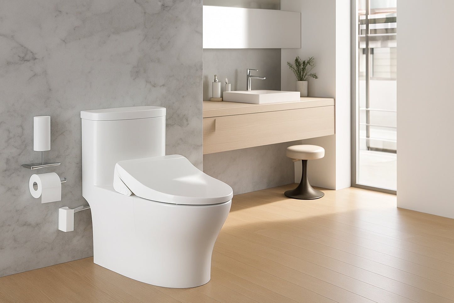 TOTO C5 Washlet Electric Heated Bidet Toilet Seat for Elongated Toilet in Cotton White