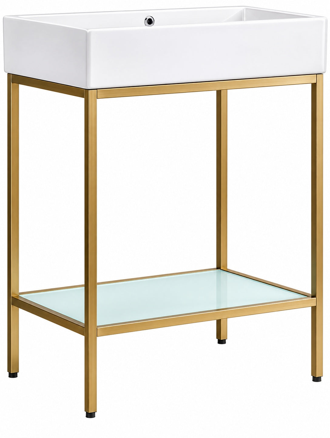 Swiss Madison Pierre 24 in W x 18 1 in D Bath Vanity in Gold with Ceramic Vanity Top in White with White Basin