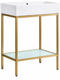 Swiss Madison Pierre 24 in W x 18 1 in D Bath Vanity in Gold with Ceramic Vanity Top in White with White Basin