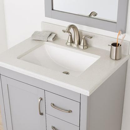 31 in. W Cultured Marble Vanity Backsplash in Silver Ash
