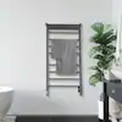 Piazzo OBT - 8 Bar Dual Wall Mount Towel Warmer with Integrated On-Board Timer in Matte Black