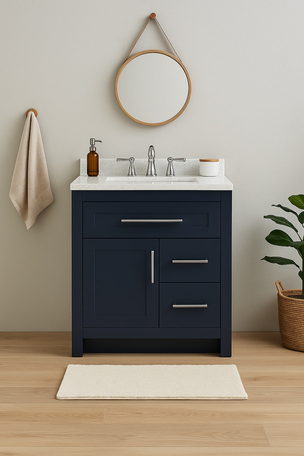 Home Decorators Collection Clady 31 in Single Sink Deep Blue Bath Vanity with Silver Ash Cultured Marble Top Assembled HD2030P2 DB