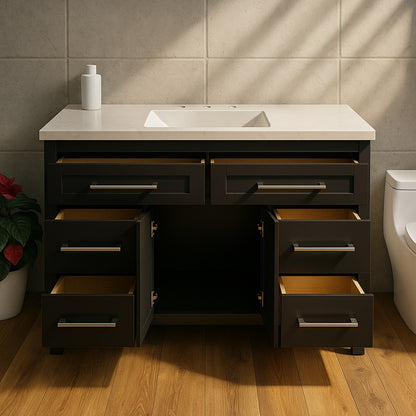 Home Decorators Collection Clady 49 in. Single Sink Deep Blue Bath Vanity with Silver Ash Cultured Marble Top (Assembled)