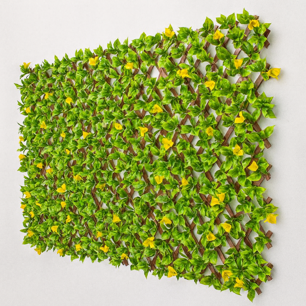 Naturae Decor Expandable Pvc Trellis Hedges 36 In X 72 In Gardenia Artificial Leaf