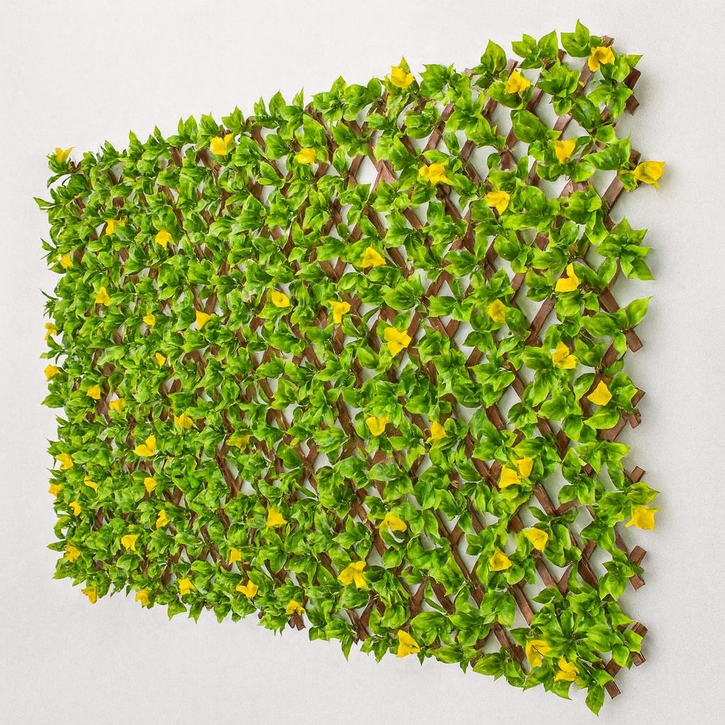 NATURAE DECOR Expandable Pvc Trellis Hedges 36 in. X 72 in. Gardenia Artificial Leaf