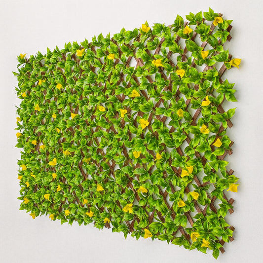 NATURAE DECOR Expandable Pvc Trellis Hedges 36 in. X 72 in. Gardenia Artificial Leaf