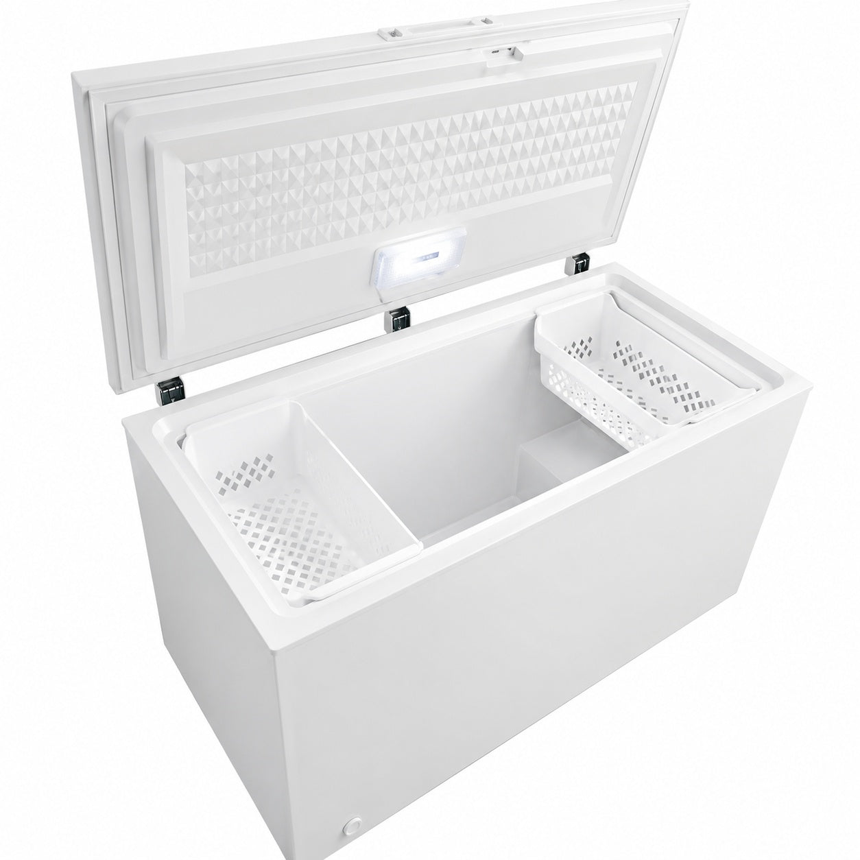 Frigidaire 15 cu ft Garage Ready Manual Defrost Chest Freezer in White with LED Light and Adjustable Temperature Control