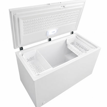 Frigidaire 15 cu ft Garage Ready Manual Defrost Chest Freezer in White with LED Light and Adjustable Temperature Control
