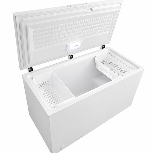 Frigidaire 15 cu ft Garage Ready Manual Defrost Chest Freezer in White with LED Light and Adjustable Temperature Control