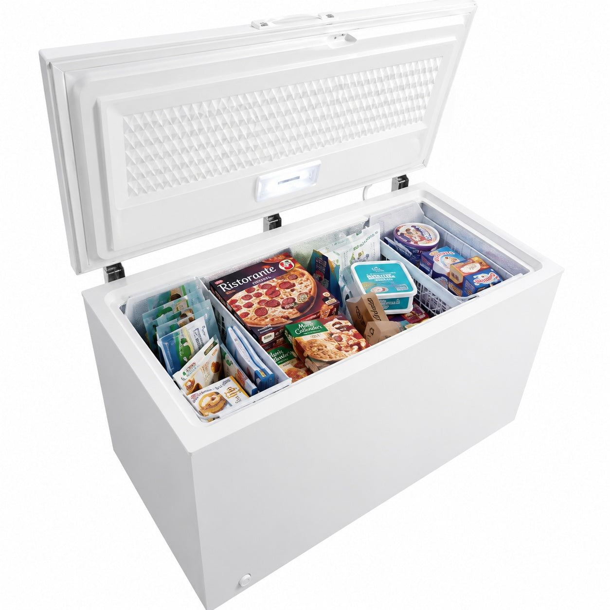 Frigidaire 15 cu ft Garage Ready Manual Defrost Chest Freezer in White with LED Light and Adjustable Temperature Control