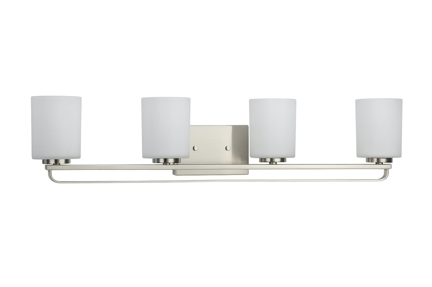 Progress Lighting League Collection 4 Light Brushed Nickel Etched Glass Modern Farmhouse Bath Vanity Light