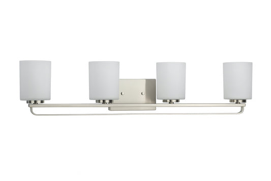 Progress Lighting League Collection 4 Light Brushed Nickel Etched Glass Modern Farmhouse Bath Vanity Light