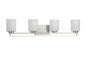 Progress Lighting League Collection 4 Light Brushed Nickel Etched Glass Modern Farmhouse Bath Vanity Light