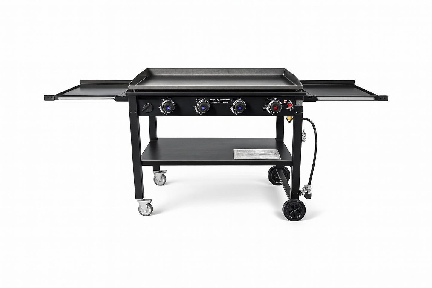 Razor 37 in 4 Burner Portable Propane Gas Griddle Flat Top Grill with Folding Shelves and Lid in Black