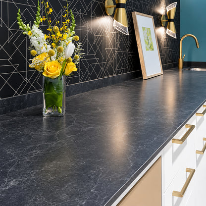 THINSCAPE 6 ft L x 25 in D Engineered Composite Countertop in Black Amani with Satin Finish TSTB