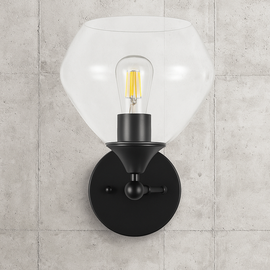 Merra 4 7 in Matte Black Reversible Wall Sconce with Wine Glass Shade HCF 1741 00 BNHD 1/316511374 616833216862 Merra