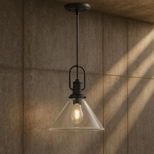 Progress Lighting Suwanee 1 Light Matte Black Pendant with Clear Seeded Glass Shade P500346 31M/316514680 785247251117 Progress Lighting