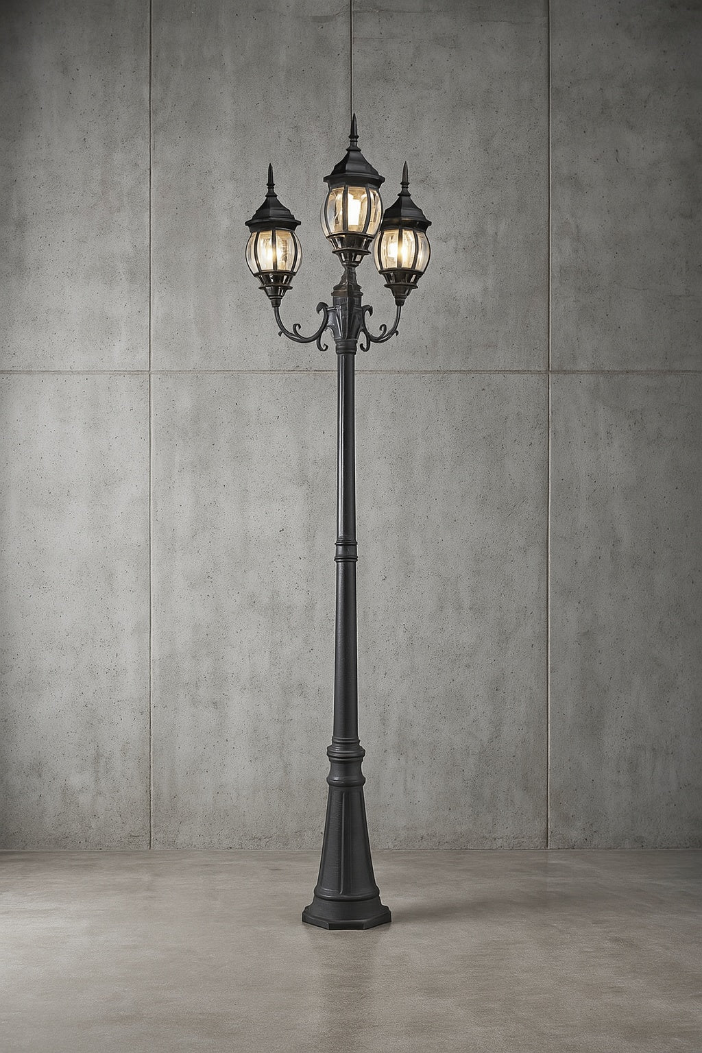 3 Head Black Outdoor Post Light 7120314012