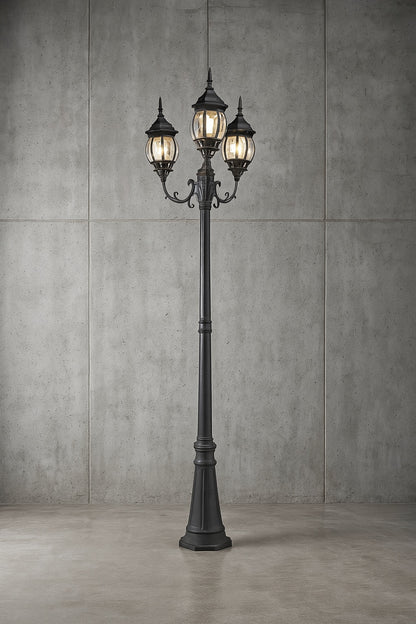 3 Head Black Outdoor Post Light 7120314012
