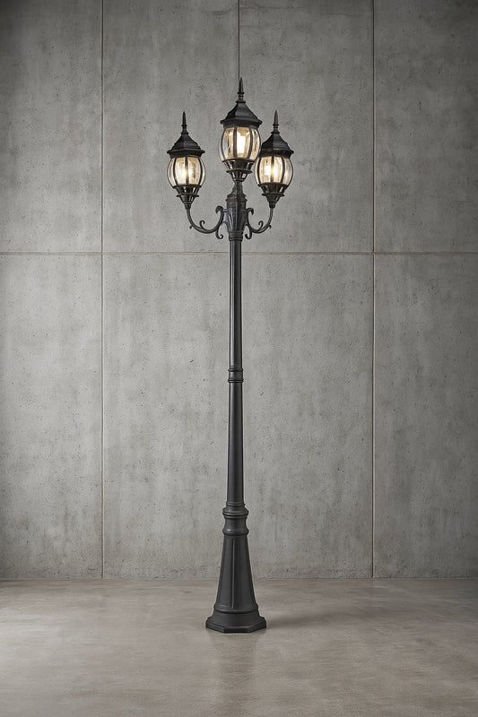 3 Head Black Outdoor Post Light 7120314012