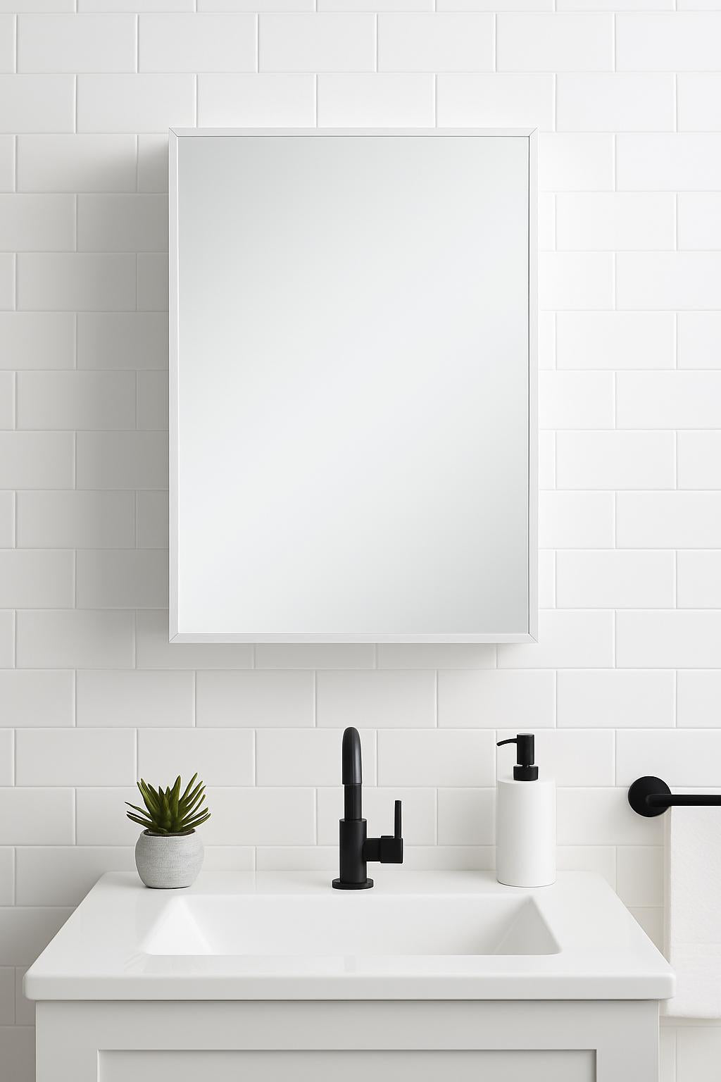 Glacier Bay 22.2 in. W x 27.7 in. H Rectangular Polystyrene Framed Wall Bathroom Vanity Mirror in Brushed Nickel