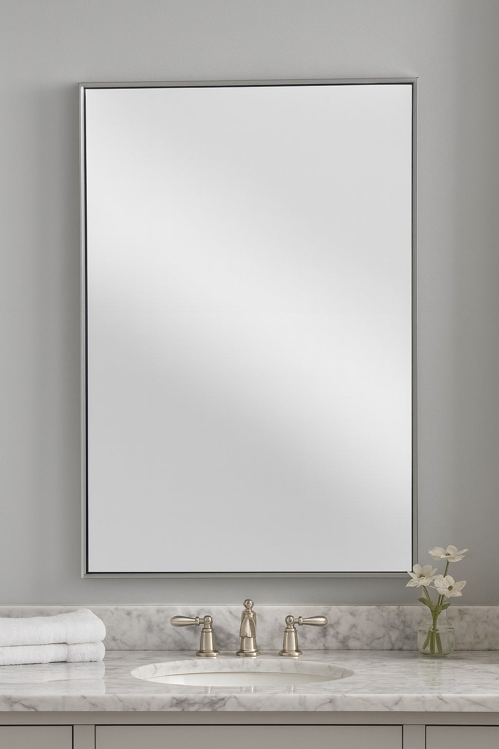 Home Decorators Collection 26 in. W x 38 in. H Rectangular Polystyrene Framed Floating Mount Wall Bathroom Vanity Mirror in Black