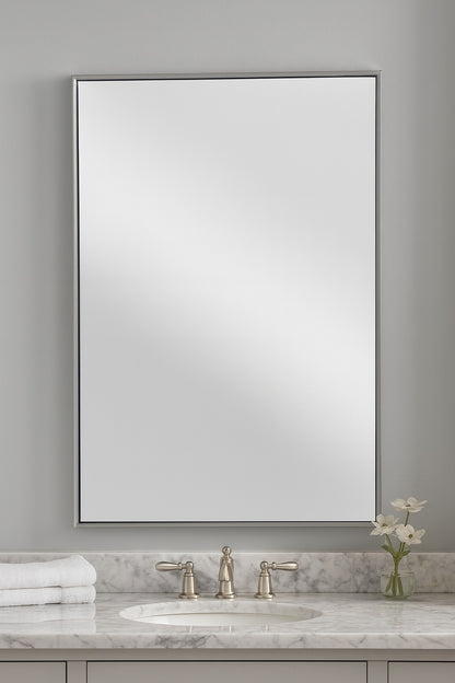 Home Decorators Collection 26 in. W x 38 in. H Rectangular Polystyrene Framed Floating Mount Wall Bathroom Vanity Mirror in Black