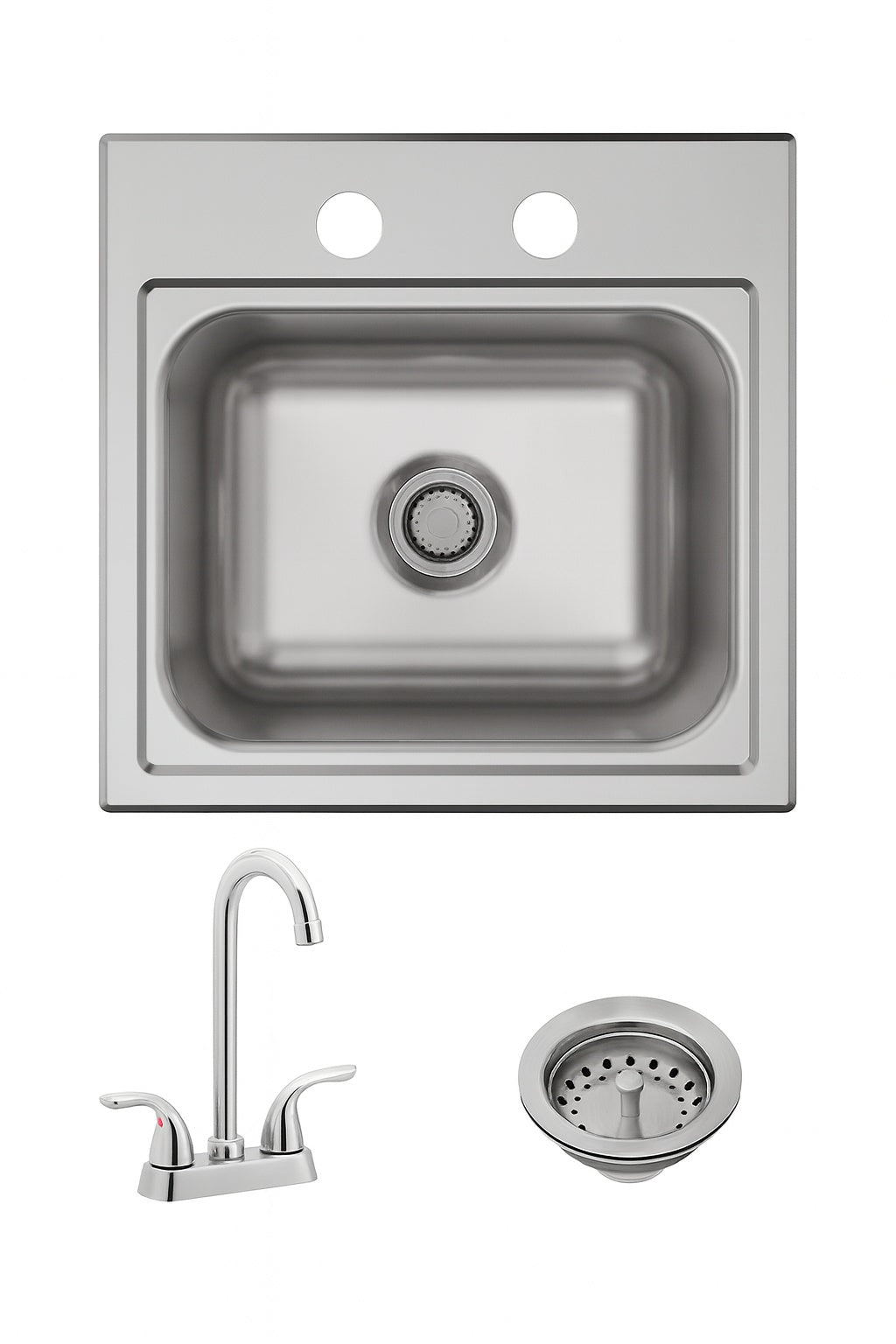 Elkay Parkway 15 in. Drop-in Single Bowl 20-Gauge Stainless Steel Sink w/ Faucet