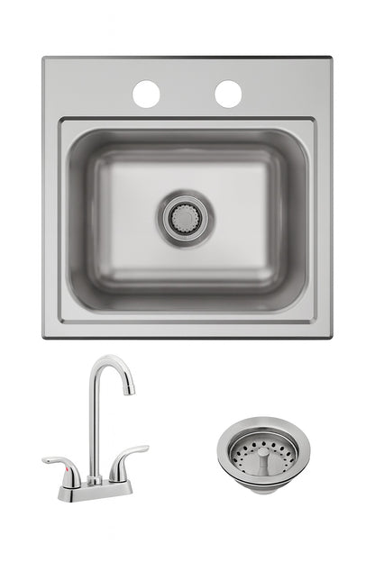 Elkay Parkway 15 in. Drop-in Single Bowl 20-Gauge Stainless Steel Sink w/ Faucet