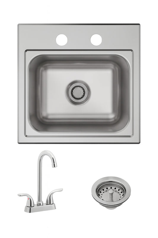 Elkay Parkway 15 in. Drop-in Single Bowl 20-Gauge Stainless Steel Sink w/ Faucet