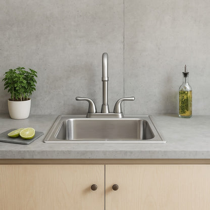 Parkway 15 in. Drop-in Single Bowl 20-Gauge Stainless Steel Sink w/ Faucet