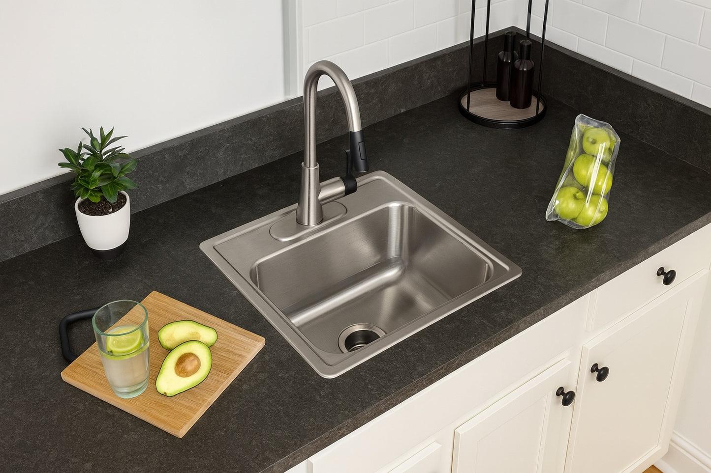 Parkway 15 in. Drop-in Single Bowl 20-Gauge Stainless Steel Sink w/ Faucet