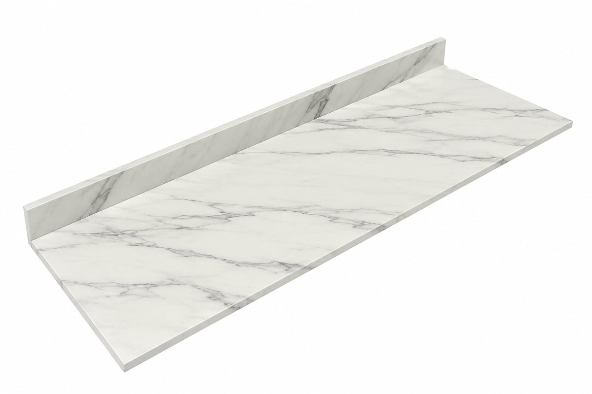 6 ft L x 25 in D Engineered Composite Countertop in Calcutta Blanc with Satin Finish TSTB TS501 LR 25x72