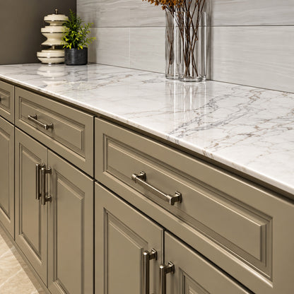 6 ft L x 25 in D Engineered Composite Countertop in Calcutta Blanc with Satin Finish TSTB TS501 LR 25x72