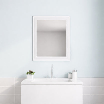 Glacier Bay 23 5 in W x 28 5 in H Rectangular PS Framed Wall Bathroom Vanity Mirror in White Screws Not Included