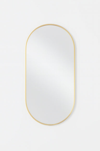 Glacier Bay 18 in W x 30 in H Oval Aluminum Framed Wall Bathroom Vanity Mirror in Gold Screws Not Included