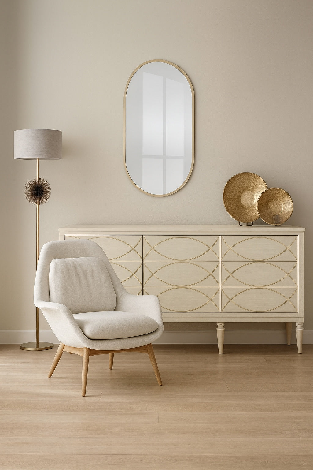 Glacier Bay 18 in W x 30 in H Oval Aluminum Framed Wall Bathroom Vanity Mirror in Gold Screws Not Included