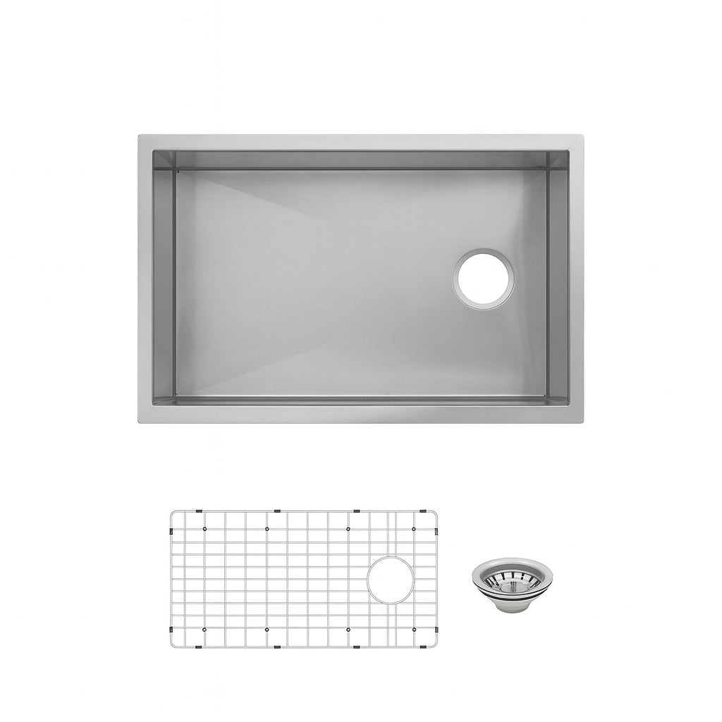 Glacier Bay Professional Zero Radius 27 in Undermount Single Bowl 16 Gauge Stainless Steel Workstation Kitchen Sink with Accessories