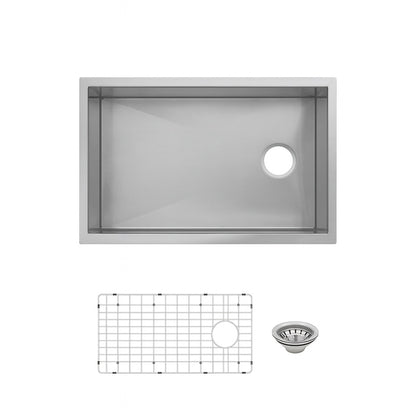 Glacier Bay Professional Zero Radius 27 in Undermount Single Bowl 16 Gauge Stainless Steel Workstation Kitchen Sink with Accessories