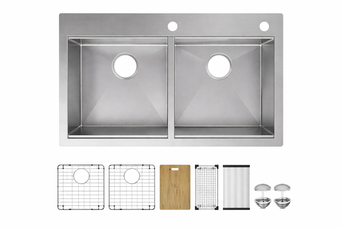 Glacier Bay Professional Zero Radius 36 in Undermount Double Bowl 16 Gauge Stainless Steel Workstation Kitchen Sink with Accessories