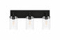 Hampton Bay Regan 21 in 3 Light Matte Black Bathroom Vanity Light with Clear Glass Shades