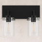 Regan 12.75 in. 2-Light Matte Black Bathroom Vanity Light with Clear Glass Shades