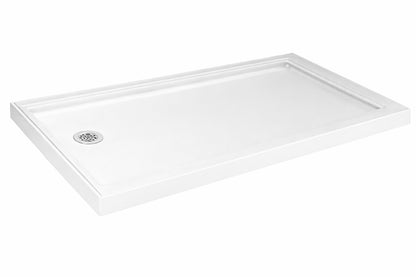 DreamLine SlimLine 60 in x 32 in Single Threshold Shower Pan Base in White with Left Hand Drain