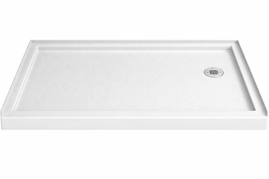 DreamLine SlimLine 60 in x 32 in Single Threshold Shower Pan Base in White with Right Hand Drain