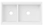 Elkay Fireclay 33 in Farmhouse Apron Front Offset 60 40 Double Bowl White Fireclay Kitchen Workstation Sink Only
