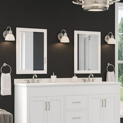 Lincoln 22 in. W x 30 in. H Rectangular Framed Wall Mount Bathroom Vanity Mirror in White