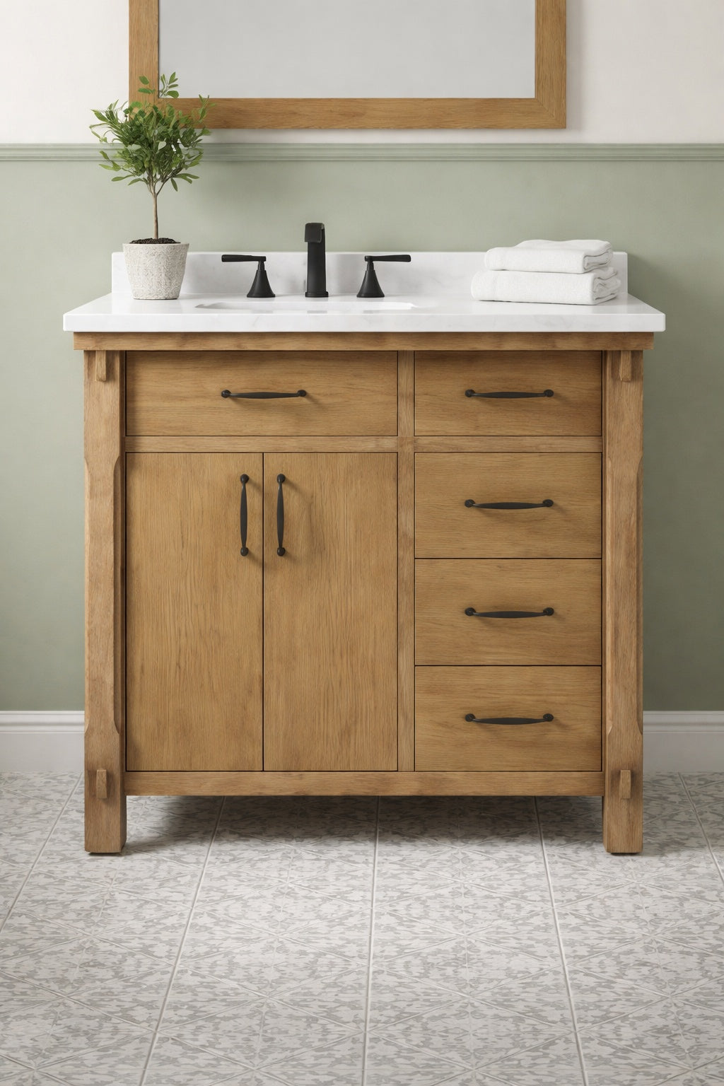 Home Decorators Collection Bellington 36 in Single Sink Almond Toffee Bath Vanity with White Engineered Stone Top Assembled Bellington 36